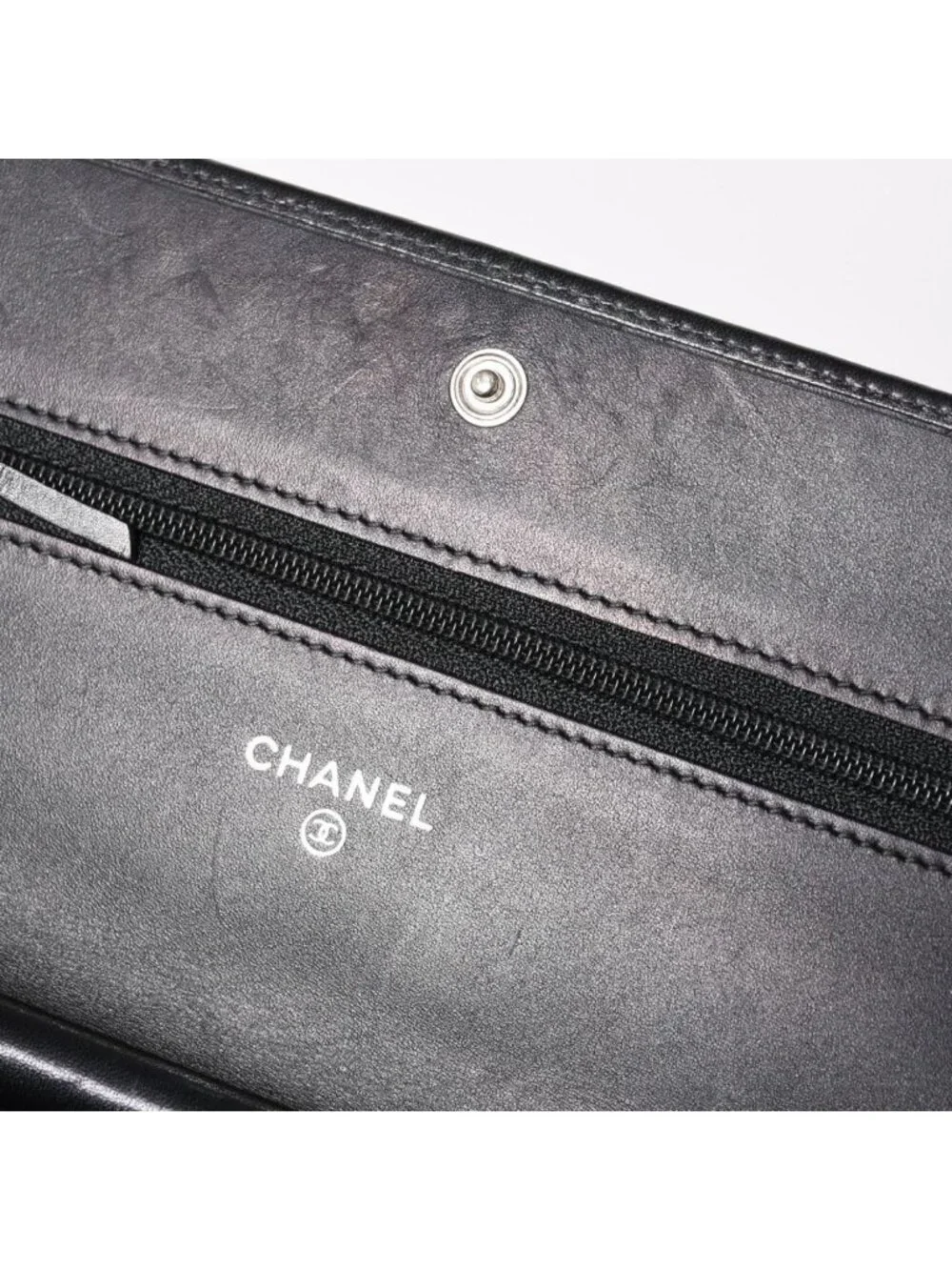Chanel Cambon Line Chain Wallet Quilted Lambskin CC Logo Patent Black Pink